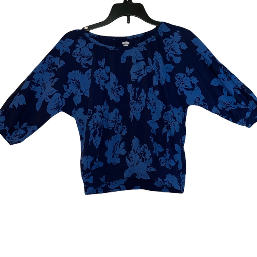 Old Navy - Girls Blue Floral 3/4 Long Sleeve Shirt (NEW WITH TAGS) Size: 6